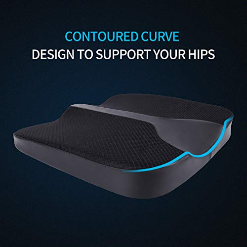Larrous Car Seat Cushion - Comfort Memory Foam Seat Cushion For Car Seat Driver, Tailbone (Coccyx) Pain Relief Pad, Car Seat Cushions For Driving, Office Chair Cushion(Black) #TOP4