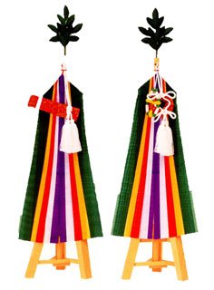 京仏壇はやし 神棚・神具 真榊 三本台 中 1対 (2個) 入り 【z3404】