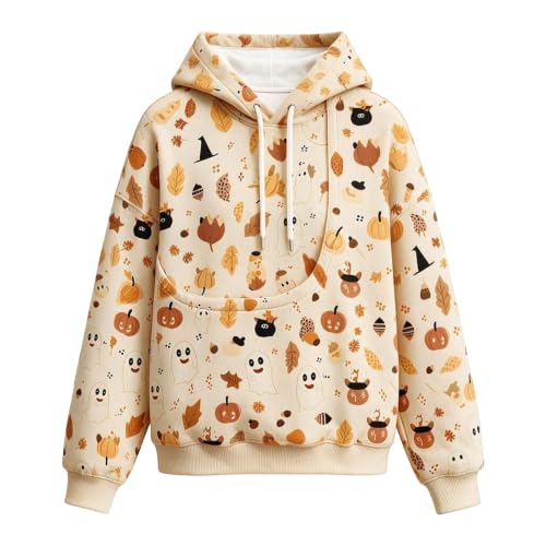 Halloween Pet Pouch Hoodie Ghost Graphic Cat Dog Holder Hooded Sweatshirt - image 5