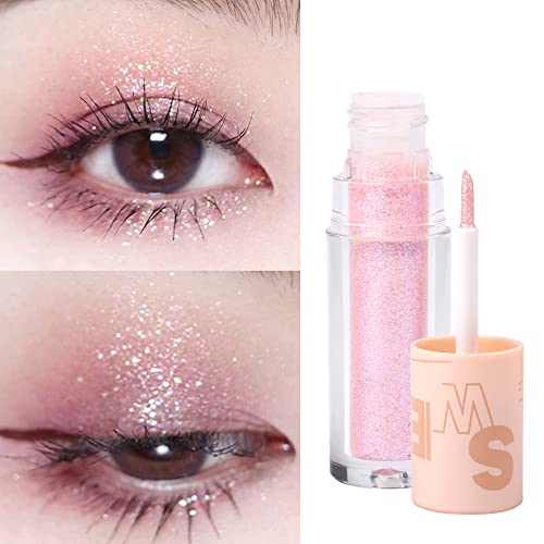 Geeneiya Glitter Eyeshadow Liquid Eyeshadow Korean Makeup Purple Pink Glitter Eyeliner, Pigmented, Long Lasting, Quick Drying, Loose Glitter Glue For Crystals Eyemakeup (Romantic Purple Pink 04) #TOP2