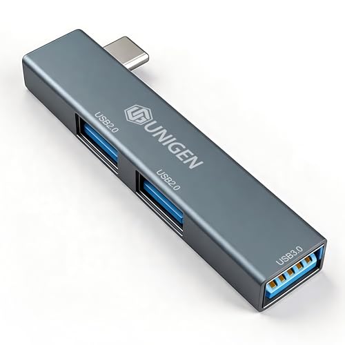 Image of UNIGEN 3-in-1 Type-C OTG USB Hub | 1 X USB 3.0 & Dual USB 2.0 Ports | 5 Mbps Fast Data Transfer | Multiport Adapter for MacBook, Laptop, Windows PC, Android Phones | Metal Body | Grey