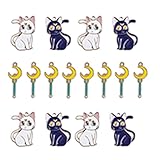 sailorsunny 16Pcs Fun Jewelry Making Charm Couple Anime Hero Cute Cat Pendant Charms For Jewelry Making Handmade Crafts Diy Charms Quality Enamel Anime Pendant Charm Kit