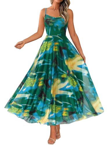 Image of BTFBM Women Summer Maxi Dresses Elegant Wedding Guest Dress | Cowl Neck,Spaghetti Strap,Mesh,Floral,A-Line,Flowy,Party,Cocktail,Homecoming,Graduation,Sundress,Prom,Beach Long Dresses