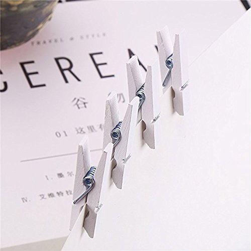 Bronagrand 100Pcs Mini White Wooden Utility Paper Clip, Clothespins Clip, Clothes Line Clips,Photo Clips #TOP6
