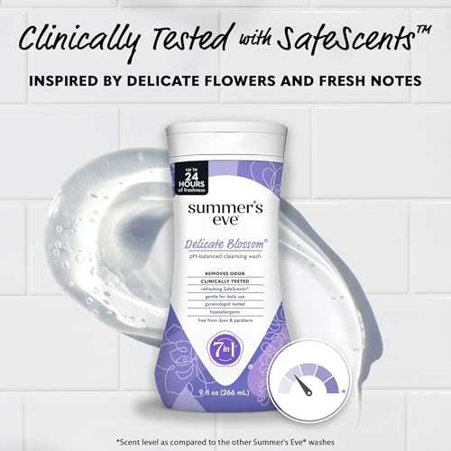 Summer's Eve Delicate Blossom Daily Refreshing All Over Feminine Body Wash, Removes Odor, Feminine Wash pH Balanced, 9 fl oz, 12 Pack - Image 5
