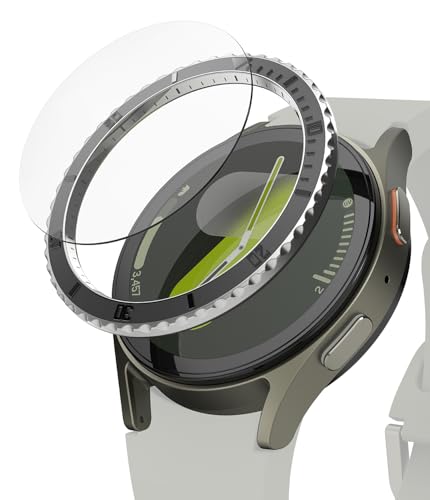 Image of Ringke Bezel Styling & Glass Compatible with Samsung Galaxy Watch 7 40mm [Combo] Anti-Scratch Stainless Steel Frame Ring Cover with HD Clear Tempered Glass Screen Protector - 40-96 (ST) Black