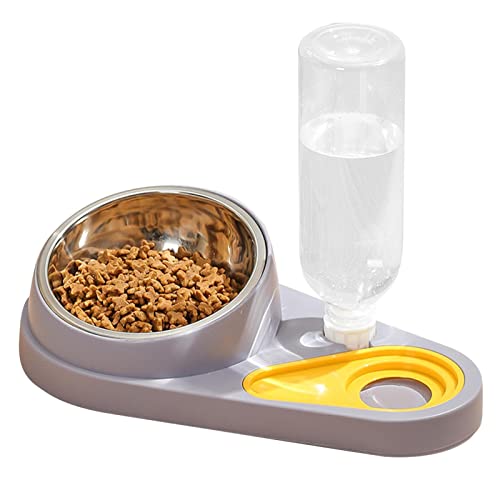Youding Juego de cuencos elevados de comida para gatos, platos de alimentación y dispensador automático de agua, accesorios para mascotas para gatos y perros de interior