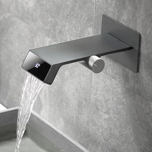 Robinet de lavabo mural cascade anti-brûlure laiton chrome pour vasque de bain