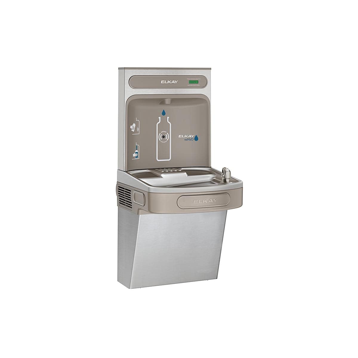 Elkay EZSDWSVRSK EZH2O Wall Mount Drinking Fountain and Bottle Filling Station with Vandal Resistant Bubbler and Glass Filler - N/A