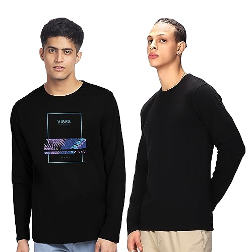 T-shirt manches longues homme XXL lot de 2 en coton noir pour un confort quotidien sans serrer