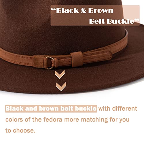 Image of Lisianthus Men & Women Vintage Wide Brim Fedora Hat | Classic Belt Buckle Decor, Adjustable Drawstring, Inner Breathable Sweatband, Timeless Style, Ideal for Travel & Daily