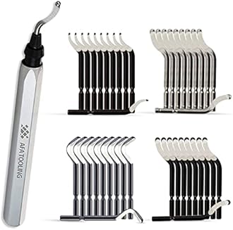 AFA Tooling - Deburring Tool Micro-Polished & Anodized Handle with 41 M2/M35 Cobalt HSS Blades, Deburring Tool 3D Printing, Reamer Tool for Metal, PVC, Copper Pipe, Plastic, Resin & 3D Printed Edges