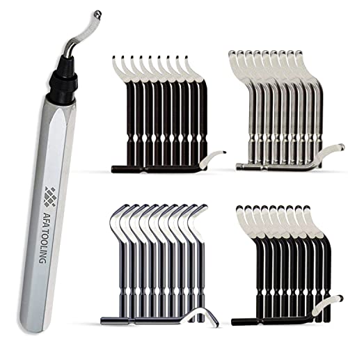 AFA Tooling - Deburring Tool Micro-Polished & Anodized Handle with 41 M2/M35 Cobalt HSS Blades, Deburring Tool 3D Printing, Reamer Tool for Metal, PVC, Copper Pipe, Plastic, Resin & 3D Printed Edges