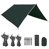Cecaylie Lona impermeable para camping, color verde oscuro, 3 x 3 m, PU3000, protección...