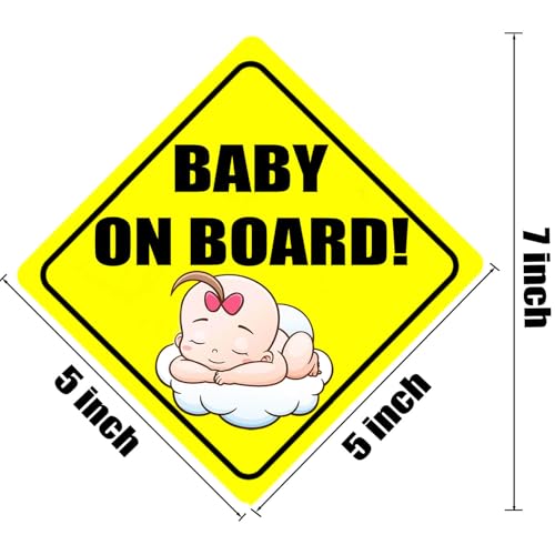 Image of Baby on Board Magnets for Car - Bright Yellow Funny Reflective Sticker for Bumper,Child Safety Sign for Car(1 Boy,1 Girl)