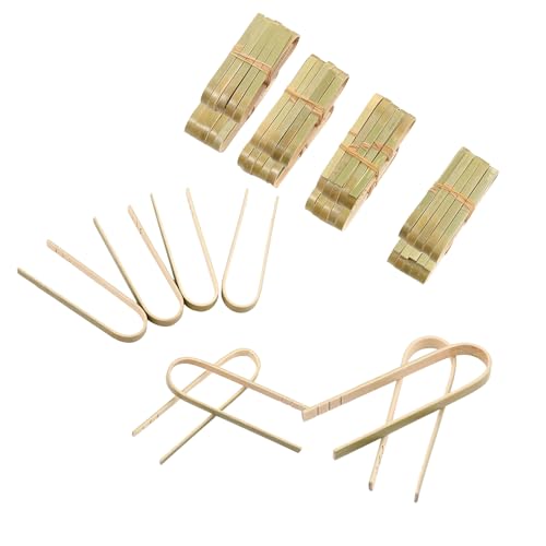 Orolotay Paquete de 120 Mini Tenazas de Bambú, Tenazas Desechables de 4 Pulgadas, Mini Utensilios de Bambú Desechables EcolóGicos, Tenazas para