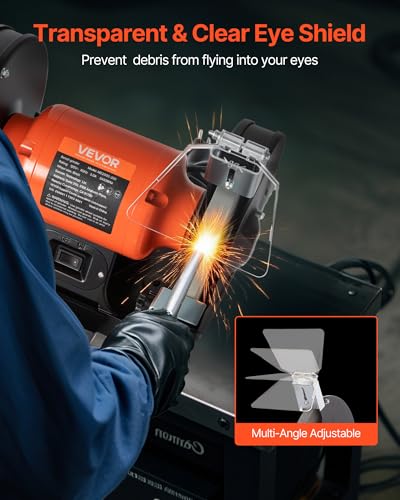 Image of VEVOR Bench Grinder, 8-inch Single Speed Bench Grinder, 3450RPM High-Speed Table Grinders with 350W 3.0A Induction Motor, 36 /60-Grit Grinding Wheel & Adjustable Eye Shield for Fast Sharpening Grinding