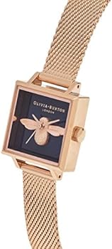 ♡オリビアバートン♡スクエアbee♡OB16AM96 Olivia Burton 3D Bee Square Black Dial 22mm Quartz Womens Rose