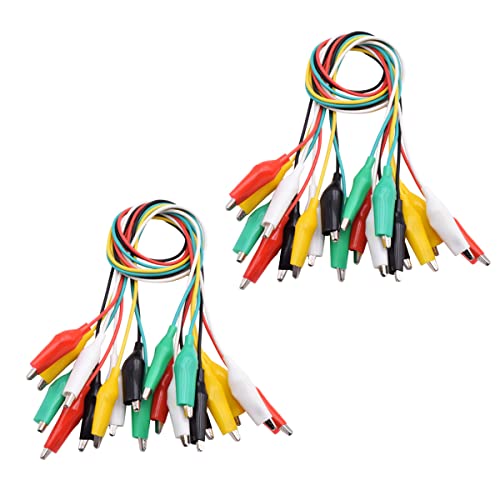 Hailege 20pcs Alligator Clips Wires Alligator Test Leads Length 20.5 inch for Circuit Connection Electronic Testing Experiments Electronics DIY Two Bundles Five Colors