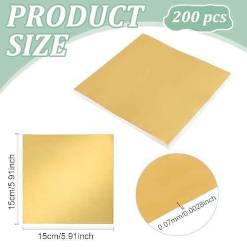 ORIGACH 200 Pcs Gold Embossing Foil Sheets, Aluminum Craft Foil with Gold Silver Double-Sided, 0.07MM Heavy Duty Foil Sheets for Art Projects, Engraving, Card Making, and Creative DIY Home