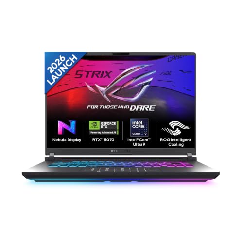 Image of ASUS ROG Strix G16 (2026),Intel Core Ultra 9 290HX (Series 2),RTX 5070-8GB,32GB RAM (Upgradeable),1TB SSD,FHD+,16 inch(40 cm),300Hz,Win 11,M365 Basic(1Y),Office 24,Gray,2.6 Kg,G615LP-TS210WS,Gaming Laptop