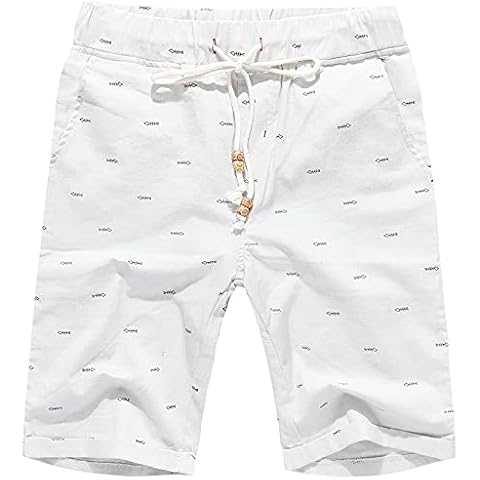 Janmid Men's Floral Linen Beach Shorts Cover
