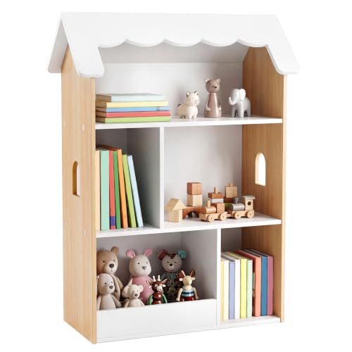 Image of COSTWAY Kids Bookshelf, 3-Tier Wooden Toddler Book Toy Organizer