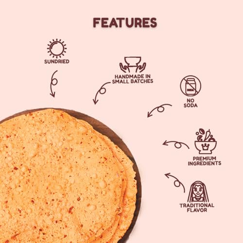 Image of Being Bania Chana Masala Papad - 100% Natural Papad | 20 pieces | Channa papadam | Fresh and Homemade | Appalam and Fryum with Channa Flavor