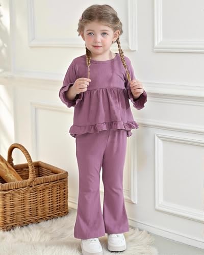 Image of Weebaby Baby Girl Clothes Infant Toddler Girl Clothing Ruffle Shirt High Low Top Floral Allover Pant Little Girls Clothes