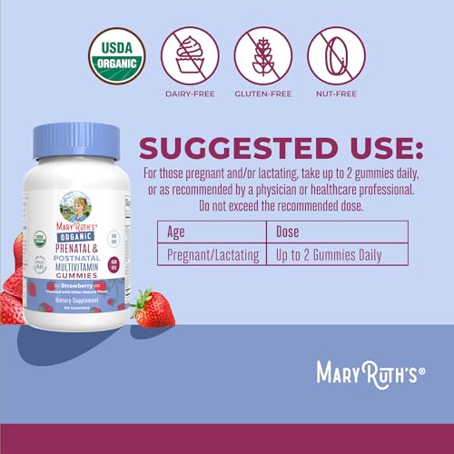 MaryRuth Organics Prenatal Vitamins for Women | USDA Organic Prenatal Gummies | Postnatal Vitamins for Women Breastfeeding | Methylfolate 800 mcg DFE | Iodine | Vegan | Non GMO | 30 Servings - Image 4