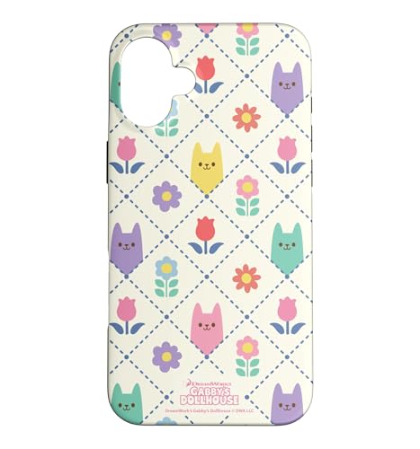 �M���r�[�̃h�[���n�E�X Floral Cat Tile All Over Print �X�}�z�P�[�X iPhone 16 Plus �p