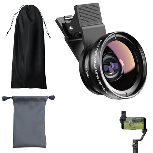 2 in 1 Lente Telefono Portatile, 15X Lente Macro Smartphone, grandangolare 0,45X, Telefono Camera Lens Kit Clip-on Mobile Phone Camera Lenses Compatibilità Universale Smartphone