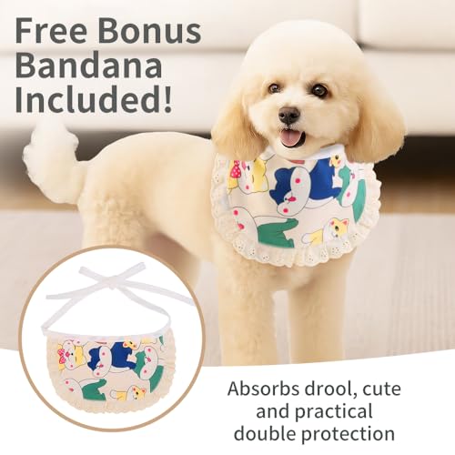 Surgery Recovery Suit for Female/Male Dog After Spay/Neuter, Soft Bandana Set Included, E-Collar Cone Alternative to Stop Licking Abdominal Wounds, Small Dogs Full Body Onesies, Medical Pet Bodysuit