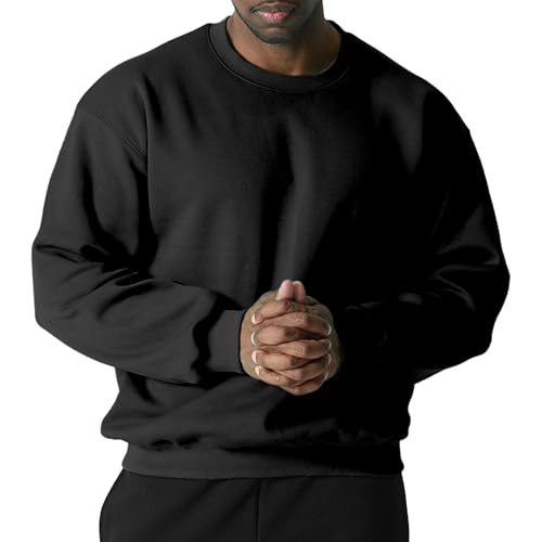 GIVON Men’s Crewneck Sweatshirt – Lightweight Fleece Loose Pullover Drop Shoulder Soft Cotton Blend
