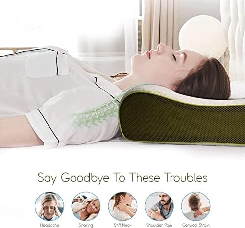 Farallie Bamboo Pillow - 50x30 cm Shredded Memory Foam Pillow for Neck Pain - Contour Side Sleeper Pillow for Shoulder Pain - Cervical Pillow - Orthopedic Pillow - Washable & Ergonomic