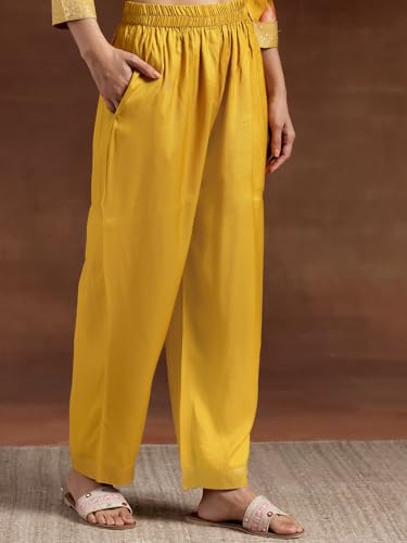 Image of Libas Womens Printed Silk Blend Straight Kurta With Trousers and Dupatta | daily wear suit