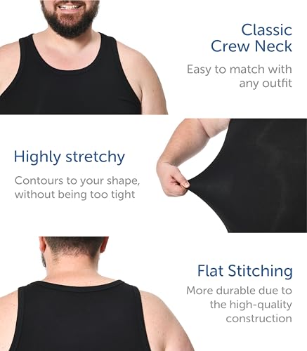 Comfneat Men's 4-Pack Big & Tall Tight Fit A-Shirts Tank Tops Sleeveless Undershirts Stretchy Cotton Spandex Base Layers4