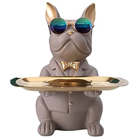 Bulldogge Statue Französische Bulldogge - Harz Skulptur 12x8cm Für Garten & Wohnung Deko