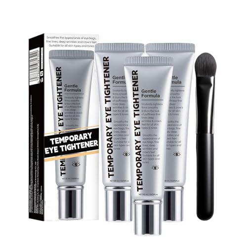 3PC Perfection Eye Tightener, crema tensora instantánea para debajo de los ojos con pincel, crema tensora hidratante suave para el cuidado de la piel, reduce las líneas de expresión, las bolsas