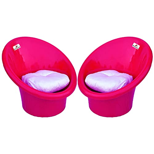 Image of Tub Chairs /ARM Chairs /Chairs for Home, Living Room /Indoor and Outdoor Chairs with Complimentary Cushions Set of 04 (Pink)