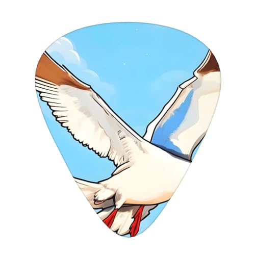 12-Piece Flying Seagulls Patterned Guitar Pick Set - Available in 3 Thicknesses, Suitable for Acoustic and Electric Guitars