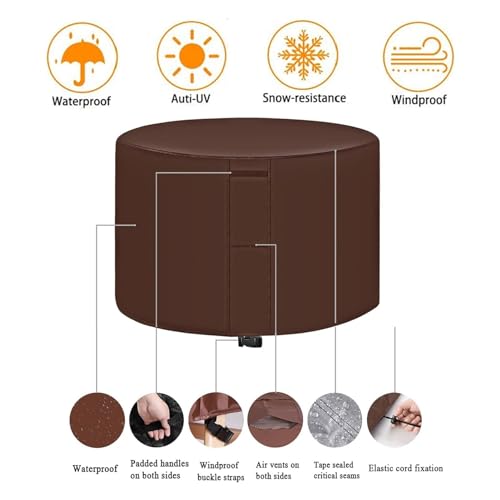 Housse protection imperméable table ronde extérieure durable café - 3