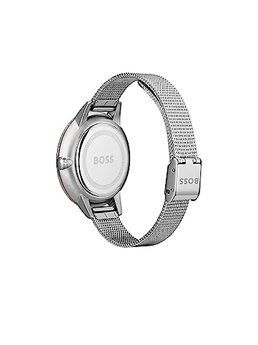 Image of BOSS Hugo Stainless Steel Symphony Analog Brown Dial Women Watch-1502423, Silver Band