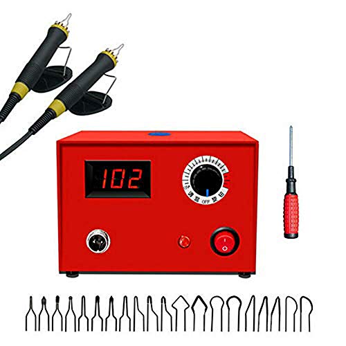 Wood Burning Kit 110V 50W Digital Display Pyrography Machine Professional Wood Burner Tools with 2 Pyrography Pens & 20 Assorted Tips Gourd Wood Craft Tool Set