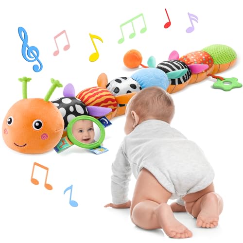Image of Baby Toys Musical Caterpillar Interactive Multicolored Infant Toy Crinkle Rattle Soft with Ring Bell Stuffed Cuddly Baby Toy with Ruler Design Educational Toddler Plush Toy for Preschool