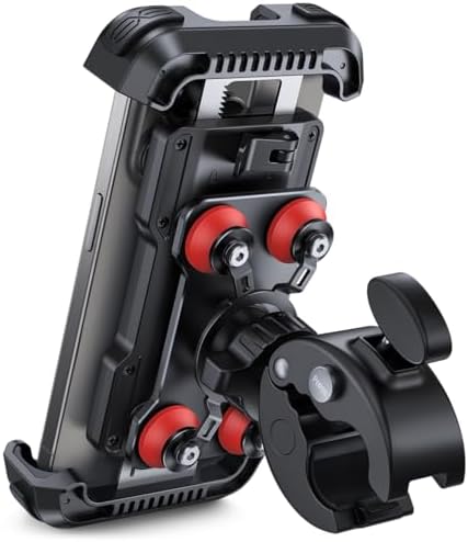 Lamicall Motorrad Handyhalterung, Handyhalter Fahrrad Vibrationsgedämpft | [TOP Doppelte Stoßdämpfung] 360° Handy Halterung Motorrad Lenker für iPhone 18 17 16 15 Pro Max, Samsung,