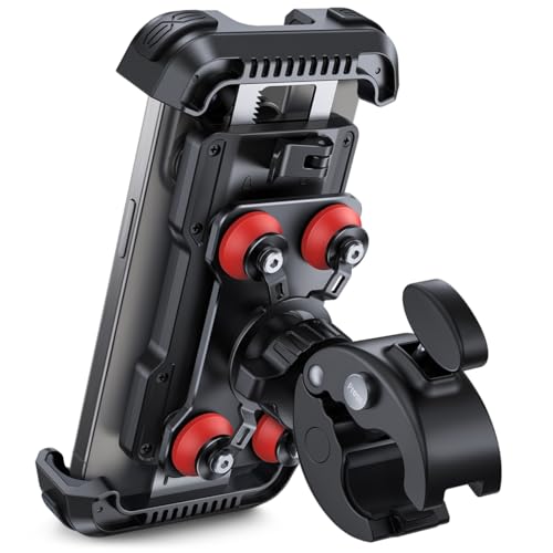 Lamicall Motorrad Handyhalterung - [Dual Vibration Dampener] [Upgrade Lenker Clip] Motorrad Handyhalterung, Fahrrad Handyhalterung, für iPhone 16/15/14/13 Pro Max, 4,7-6,7 Zoll Telefone Rot