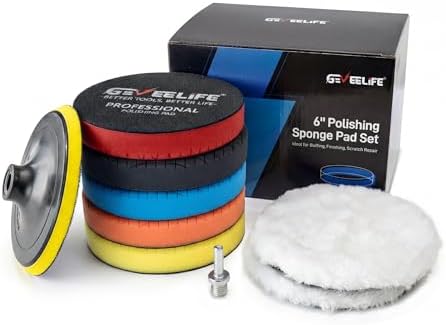 GEVEELIFE 9Pcs Buffing Polishing Pads Kit, 6 Inch Buffing Pads, S...