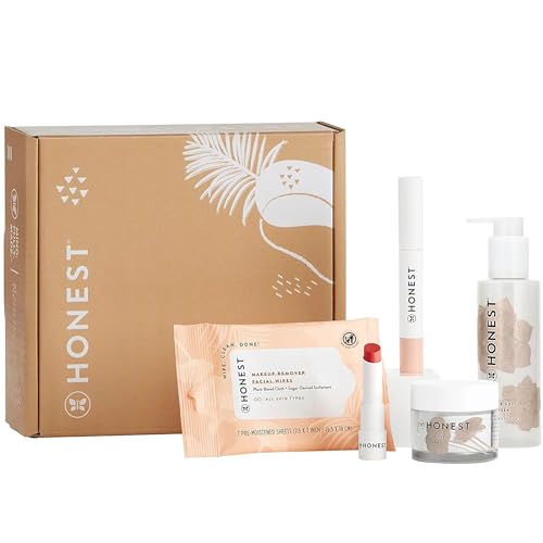 Image of Honest Beauty Fresh Face Bestsellers Kit | Exclusive | Gentle Gel Cleanser, Hydrogel Cream, Extreme Length Mascara + Primer, Tinted Lip Balm, Makeup Remover Wipes | Vegan + Cruelty free