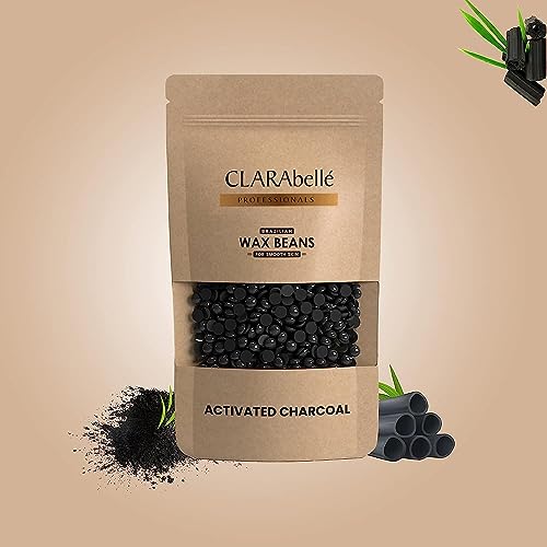 Image of Clarabelle Activated Charcoal Hard Wax Beans | Painless Stripless Hair Removal for Women & Men | For Bikini Line, Upper Lips, Arms, Legs, Underarms & Full Body | Removes Coarse Hair from Root (800g)
